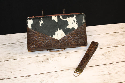 Faux Leather Cow Hide Women's Harlequin Clutch