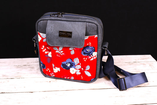 Red and Blue Floral Ojyma Cross Body Women's Designer Purse