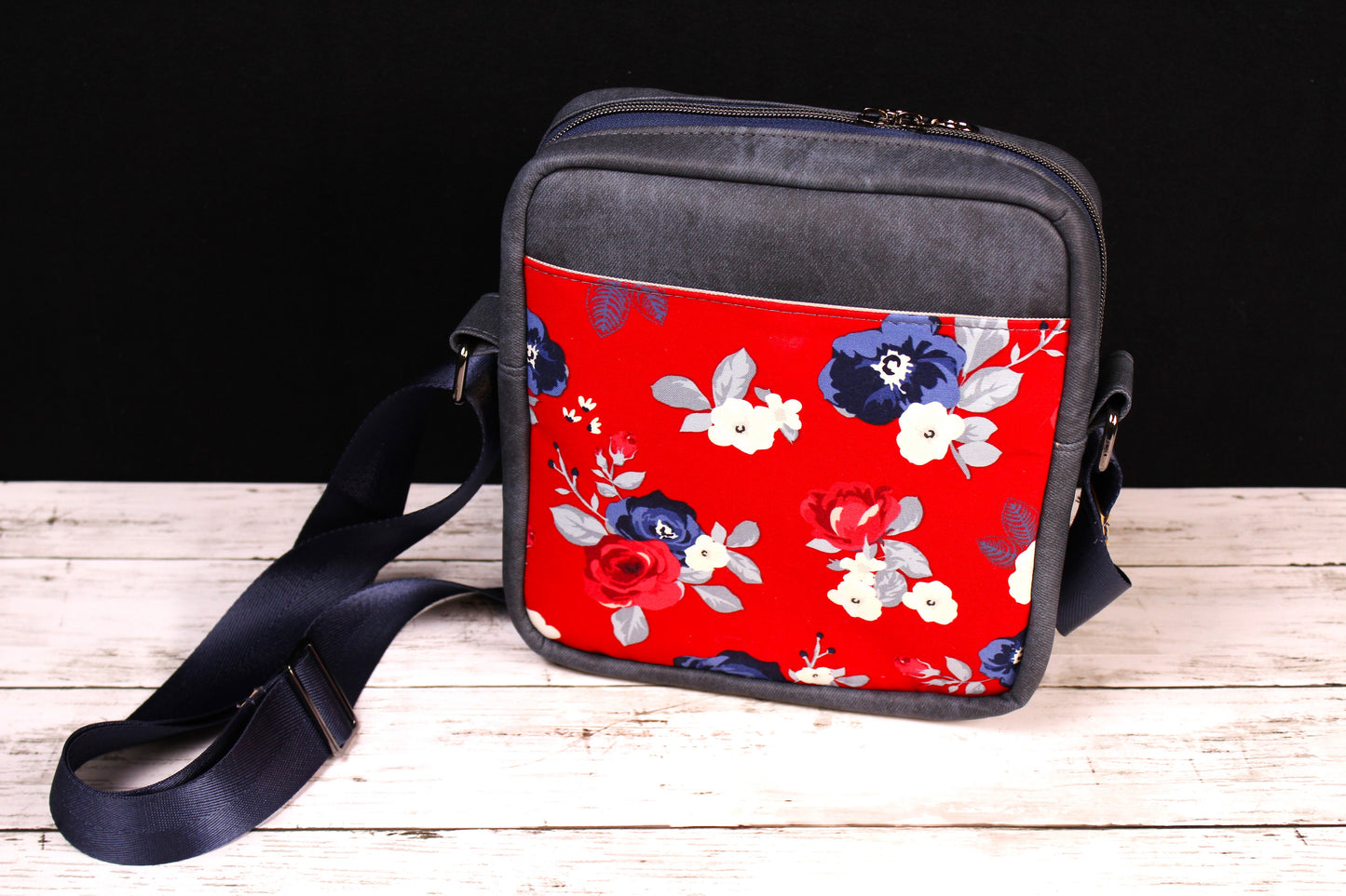 Red and Blue Floral Ojyma Cross Body Women's Designer Purse