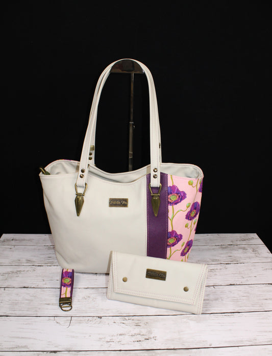 Genuine Leather Floral Designer Handbag Set