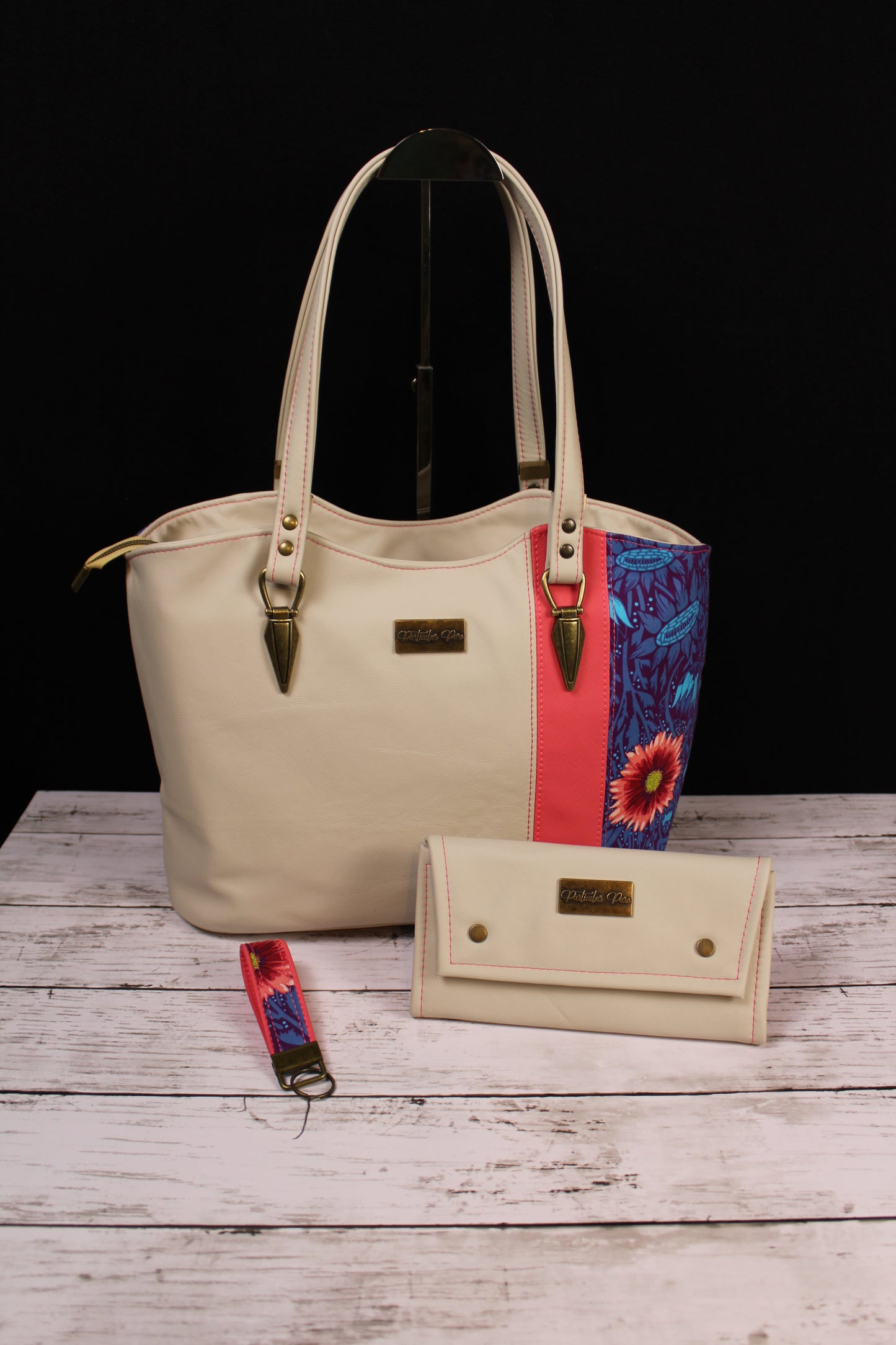 Genuine Leather Floral Designer Handbag Set