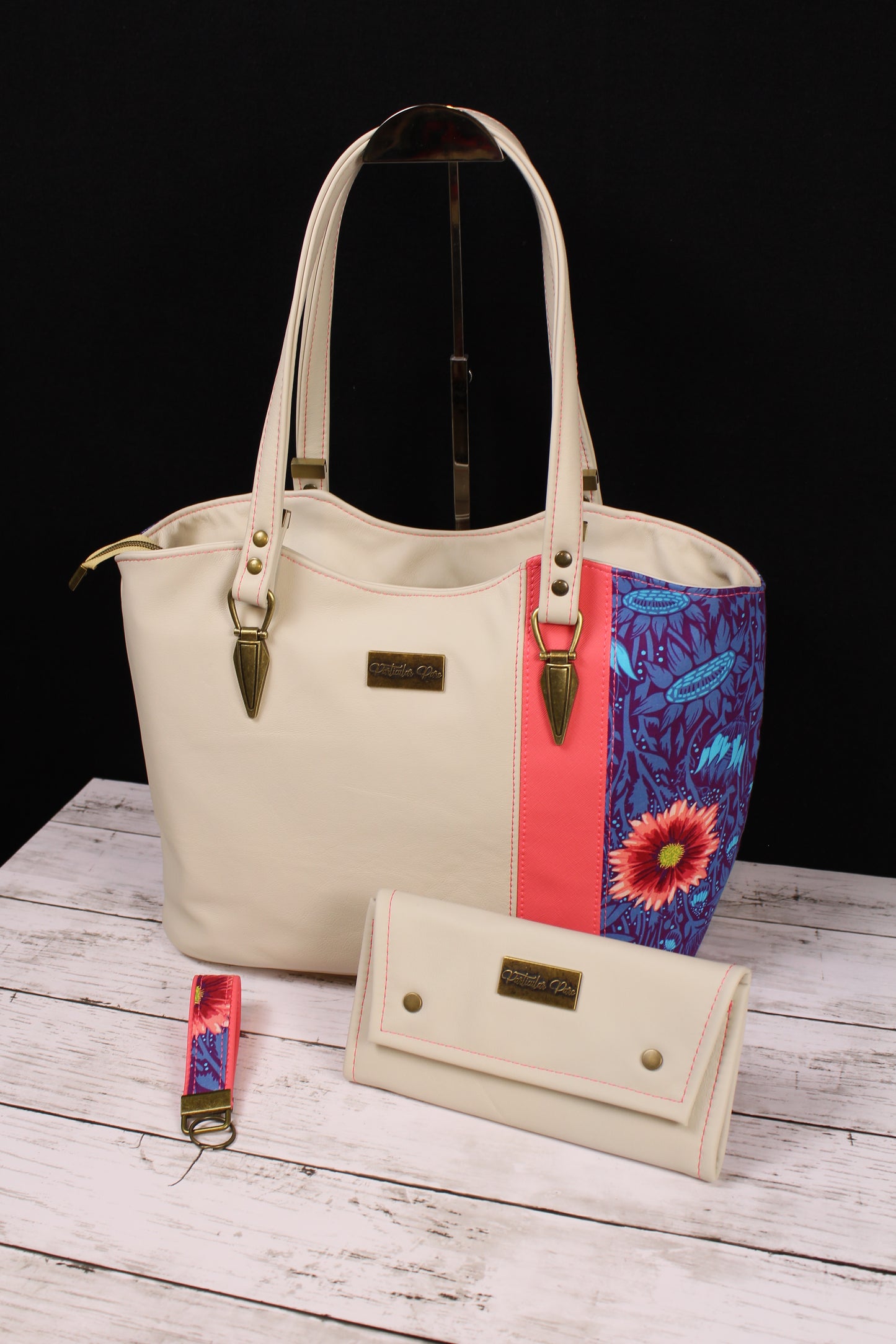 Genuine Leather Floral Designer Handbag Set