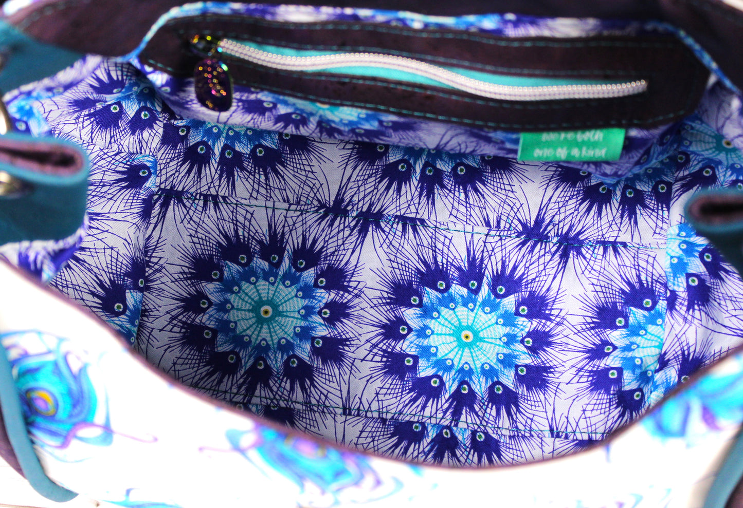 Colorful Peacock Designer Handbag - Sequoia Bag Pattern by Shamballa Bag Designs