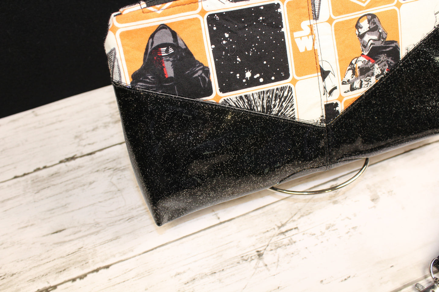 Black Glitter Space Wars Women's Harlequin Clutch