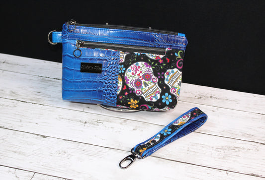 Sugar Skull Blue Scale Women's Designer Clutch